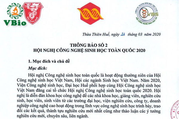 HỘI NGHỊ CÔNG NGHỆ SINH HỌC TOÀN QUỐC 2020